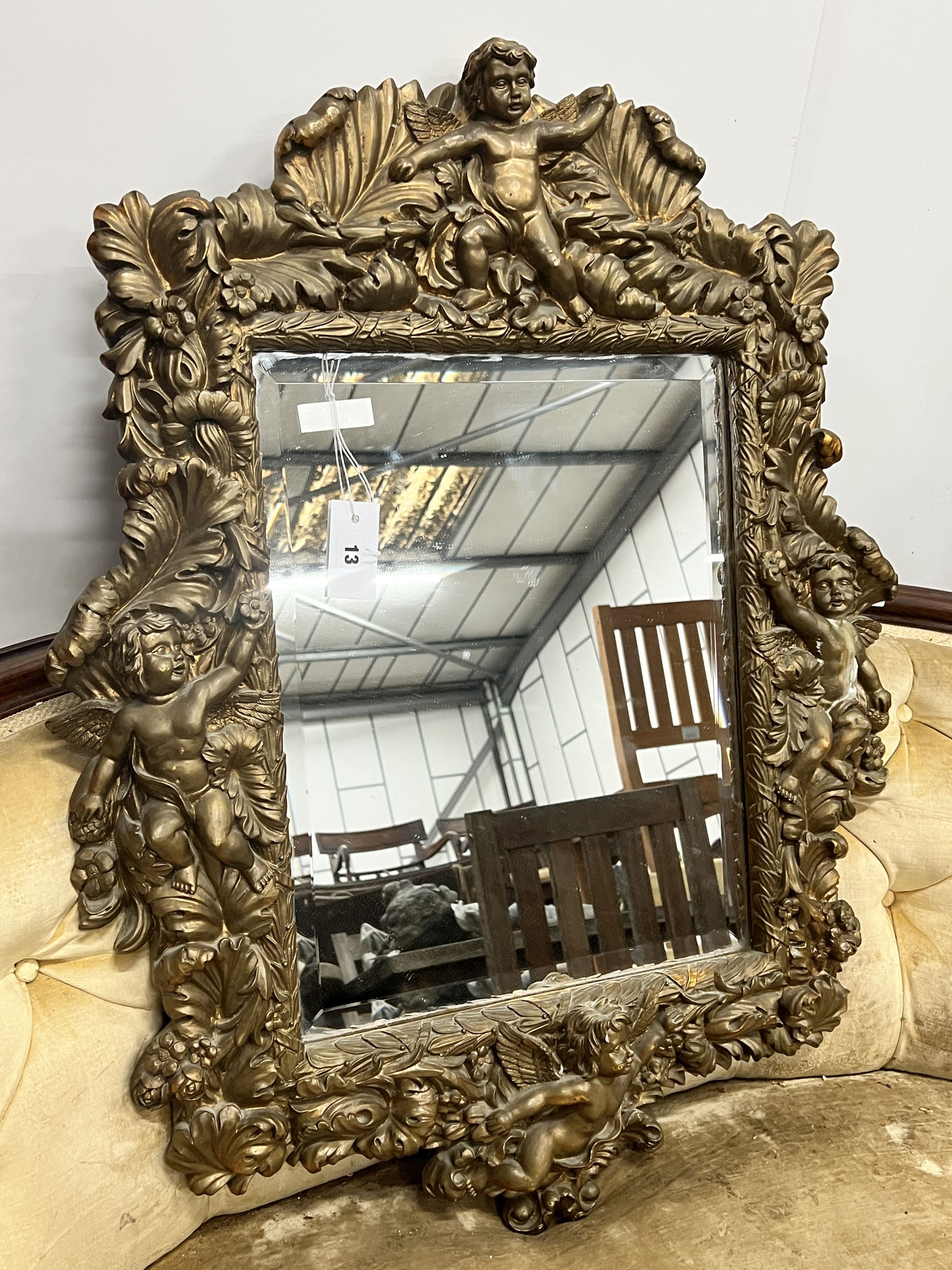 A Victorian style rectangular composition wall mirror, width 70cm, height 90cm